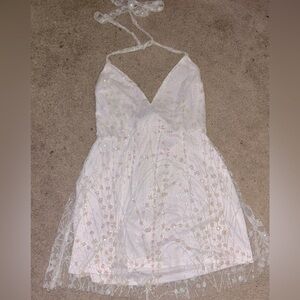 Lucy in the Sky White Halter Formal Dress